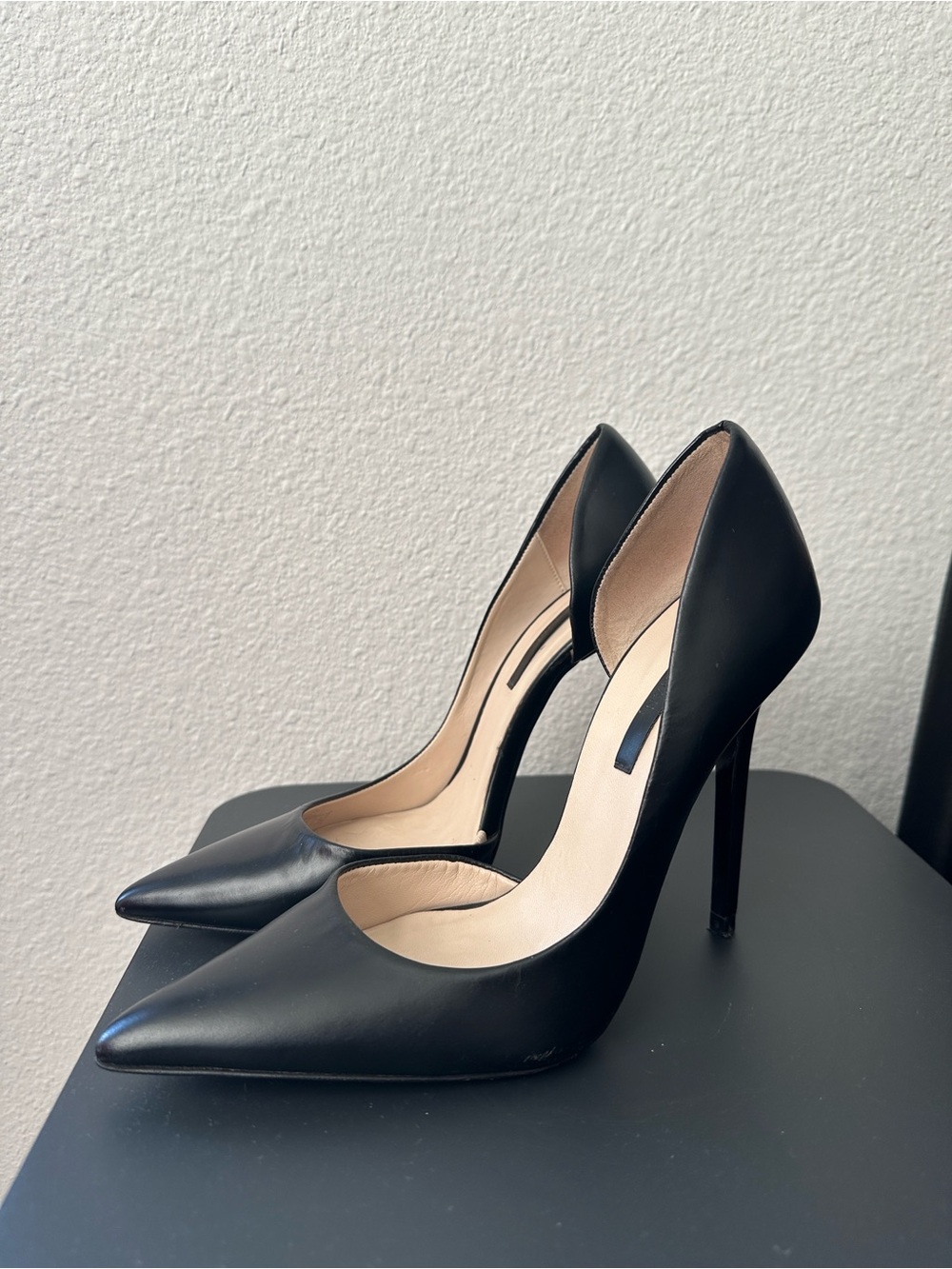 Zara Black Pointed-Toe D'Orsay High Heels